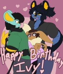 big_breasts breasts cleavage eevee eveieomelet female furry huge_breasts luxray pokemon pokemon_(species) tagme thick_thighs wide_hips