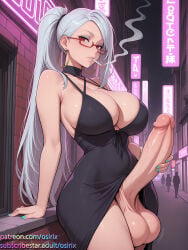 2026 ai ai_art ai_generated ayase_seiko cigarette cigarette_in_mouth color colored dandadan dickgirl futa futa_focus futa_only futa_sans_pussy futanari osirix self_upload smoking smoking_cigarette stable_diffusion uncensored uncensored_penis