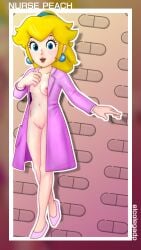 2d accurate_art_style accurate_body_type accurate_proportions blonde_hair breasts curvy elcolegadp female human mario_(series) medium_breasts nintendo nude_edit nude_filter nudist nurse_clothing nurse_peach nurse_uniform pale_skin princess_peach pussy shaved_pussy