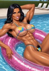 ai_generated armpit_fetish armpit_hair armpits bikini bimbo bimbo_body bimbo_lips bimbo_milf bodybuilder bodybuilding brown_hair brunette_female brunette_hair dark_hair deergirlfit excessive_pubic_hair female female_bodybuilder female_focus female_only female_pubic_hair floating hairy hairy_armpits hairy_pussy muscular muscular_arms muscular_ass muscular_back muscular_female muscular_legs muscular_thighs original original_character pool pool_float pool_toy poolside pubic_hair pubic_hair_peek pubic_tuft pussy relaxing strong_female toned toned_arms toned_back toned_body toned_female toned_legs toned_stomach