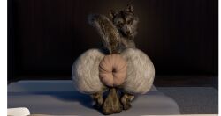 absurd_res anus ass bedroom big_anus big_butt canid canine canis dummywolf feral hi_res huge_anus hyper hyper_anus male mammal presenting presenting_anus puffy_anus solo wolf