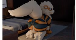 3d absurd_res anus arcanine ass balls bedroom canid dummywolf feral generation_1_pokemon hi_res male male/male male_only mammal nintendo pokemon pokemon_(species) presenting presenting_anus puffy_anus solo