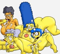 alternate_breast_size ass bernice_hibbert big_ass big_breasts big_penis breasts cum female helen_lovejoy huge_breasts human humping luann_van_houten male marge_simpson maxtlat milf orgy penis sex straight the_simpsons