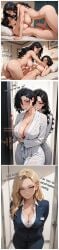 3futas ai_generated bite bite_mark black_hair blonde_hair charv cleavage doorway futa_on_futa futa_only futadom futanari kaori_(charv) katherine_(charv) long_hair milf on_bed red_eyes selene_(charv) short_hair surprised sweat wife wife_and_wife