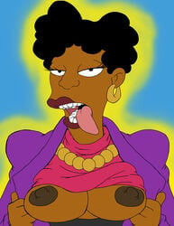 2015 bernice_hibbert breasts dark_skin josemalvado the_simpsons tongue_out