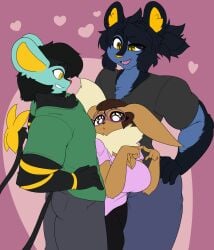 big_breasts breasts cleavage eevee eveieomelet female furry huge_breasts luxray pokemon pokemon_(species) tagme thick_thighs wide_hips