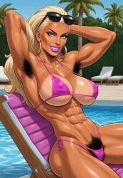 ai_generated armpit_fetish armpit_hair armpits bikini bimbo bimbo_body bimbo_lips bimbo_milf blonde-haired_female blonde_hair bodybuilder bodybuilding deergirlfit excessive_pubic_hair female female_bodybuilder female_focus female_only female_pubic_hair hairy hairy_armpits hairy_pussy muscular muscular_arms muscular_ass muscular_back muscular_female muscular_legs muscular_thighs original original_character pool poolside pubic_hair pubic_hair_peek pubic_tuft pussy sitting_on_chair strong_female sunglasses toned toned_arms toned_back toned_body toned_female toned_legs toned_stomach