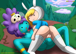 2girls adventure_time female fionna_the_human_girl green_skin jungle_princess multiple_girls yuri yurihaven.com