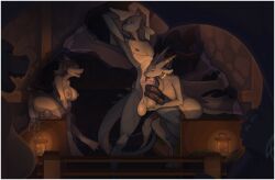 2_penises after_sex altrue ankle_tattoo anthro anus aquatic_dragon arm_tattoo back_tattoo balls bed bedroom_eyes belly_lick big_balls big_penis blue_body blue_scales bodily_fluids breasts cobblestone collar collar_only cum diphallism dr._welps dragon ear_piercing elana_(altrue) european_mythology female frill_(anatomy) frill_piercing furgonomics furniture furry-specific_piercing genital_fluids genital_piercing genitals group group_sex gynomorph hi_res holding_balls horn horn_jewelry horn_piercing incest_(lore) intersex intersex/male jewelry lamp lantern leaking_cum leg_tattoo licking looking_pleasured male male/female marine married_throuple membrane_(anatomy) membranous_frill membranous_wings mother_(lore) mother_and_child_(lore) mother_and_son_(lore) multi_genitalia multi_penis mythological_creature mythological_scalie mythology narrowed_eyes nipple_piercing nipples nude orange_eyes parent_(lore) parent_and_child_(lore) parent_and_son_(lore) penis penis_piercing piercing prince_albert_piercing pubic_tattoo purple_eyes reflection scales scalie seductive sex smile son_(lore) sweat tahara_(altrue) tail tattoo threesome tongue tongue_out trio vulva western_dragon white_body white_scales wings wrist_tattoo