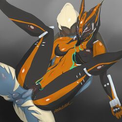 1boy 1girls ash_(warframe) bodysuit female male straight valkyr_(warframe) warframe