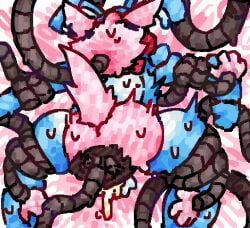 animatronic anthro arm_grab balls_deep blue_body blush bodily_fluids bow_tie bow_tie_only canid canine cum cum_inside curly_hair duo female five_nights_at_freddy's five_nights_at_freddy's_2 forced forced_orgasm forced_penetration fox fox_tail genital_fluids hair hi_res humanoid kissing lagomorph leg_grab leporid machine making_out male male/female mammal mangle_(broken) mangle_(fnaf) mechanical_tentacles metal_tentacles metallic_body metallic_tentacles mostly_nude motion_lines multi_limb orgasm penetration pink_body rabbit restrained restrained_by_tentacles robot rosy_cheeks scaliescum scottgames sex sweat sweatdrop tentacle toy_bonnie_(fnaf) vaginal_penetration
