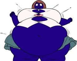 1girls big_breasts blueberry_inflation blush huge_belly leaking ochako_uraraka tearing_open_top thick_thighs wide_hips