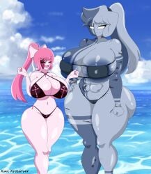 ass_bigger_than_head big_ass big_breasts bikini bikini_bottom bikini_top blue_body blue_hair breasts_bigger_than_head criss-cross_halter daughter-in-law friday_night_funkin friday_night_funkin_mod gilf grandmother halter_bikini halter_top halter_top_bikini huge_ass large_ass large_breasts mid-fight_masses milf mother mother-in-law mother-in-law_and_daughter-in-law pink_body pink_hair rschvania sarvente_(dokki.doodlez) scar scars self_upload six_pack thick_thighs thong white_eyes wide_hips xml_xrossover_(artist)