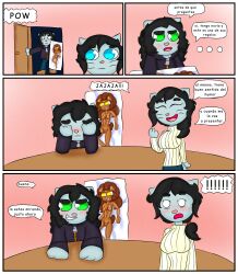 anthro border canid canine domestic_cat duo felid feline felis female hi_res inappropriate_gift lake_(riverxa) male male/female mammal merry_(riverxa) mother_(lore) mother_and_child_(lore) mother_and_son_(lore) parent_(lore) parent_and_child_(lore) parent_and_son_(lore) river_(riverxa) riverxa son_(lore) white_border