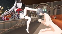 1boy 1girls 3d bare_legs barefoot caelus_(honkai:_star_rail) cum cum_on_feet cum_on_soles feet female femdom foot_fetish foot_focus foot_in_mouth foot_on_head foot_on_penis footjob gs_mel_(gs_melon) highres honkai:_star_rail honkai_(series) light-skinned_female light-skinned_male light_skin male male_pov masturbation musk_clouds no_penetration nude pov red_eyes red_toenails shoejob shoes smell sniffing_feet sniffing_shoe soles sound sparxie_(honkai:_star_rail) submissive_male tagme thigh_strap thighs toes tophat video white_hair