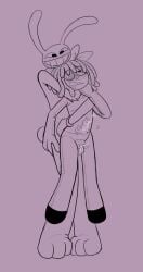 anthro_on_humanoid anthro_penetrating button_eye chimeracocks choke_hold choking cum cum_inside drooling gloves_only gore hair_ribbon height_difference holding_partner jax_(the_amazing_digital_circus) lidded_eyes living_doll null null_penetrated plush_gore rabbit ragatha_(the_amazing_digital_circus) ripped_seam size_difference standing_sex stuffing_(material) the_amazing_digital_circus
