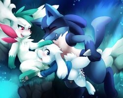 cave_story cum cum_in_pussy cum_inside cunnilingus darkmirage female fur group group_sex inflation lagomorph lucario male mammal mimiga nintendo oral penetration pokemon pokemon_(species) questionable_consent sex shaymin shaymin_(sky_form) stomach_bulge straight sue_sakamoto threesome vaginal_penetration video_games yuri