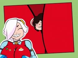 1boy 1girls animated brawl_stars breasts colette_(brawl_stars) dikomics giantess rod_(imrodrodent) self_insert size_difference trapped_in_breasts