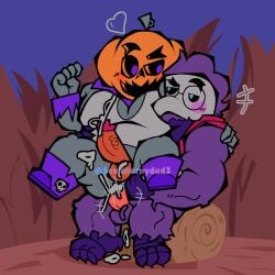 background blush blushing_male colored corvid creature cum cum_dripping_from_penis cum_dripping_on_floor cumming cumming_from_anal_sex cumming_together cumming_while_penetrated cumming_while_penetrating enjoying_sex fern_kevin_(somehornydud3) halloween halloween_costume heart holding_partner infernal_pumpkin looking_at_partner male/male messy messy_cum moss_(somehornydud3) movement_lines only_male only_shirt original_character pumpkin_head raven_(bird) sitting_on_person somehornydud3