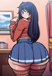 1girls ai ai_generated ass_focus back_view behind_view big_ass big_butt bubble_ass bubble_butt female female_focus female_only kind_mita looking_at_viewer miside mita_(miside) novelai solo thick_thighs