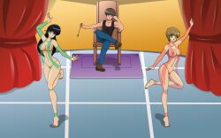 absurdres bare_legs barefoot breasts dancer dancer_girl dancer_outfit dancing dlobo777 empty_eyes femsub happy_trance harem harem_girl harem_girls harem_outfit hikaru_hiyama hypnosis kimagure_orange_road kyosuke_kasuga large_breasts madoka_ayukawa magic maledom multiple_girls