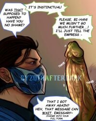 bi-han erect erect_cock erect_dick erect_penis erection focus_on_penis looking_at_cock looking_at_dick looking_at_penis male/male mask mortal_kombat mortal_kombat_1_(2023) mouth_mask nervous reptile_(mortal_kombat) sub-zero syzoth syzothafterdark text throbbing_cock throbbing_penis veins veins_on_cock veins_on_dick veins_on_penis veiny veiny_cock veiny_dick veiny_penis