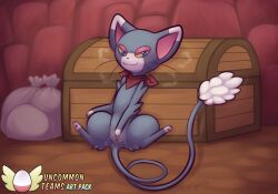 anus blush bodily_fluids detailed_background digital_media_(artwork) english_text felid female feral fur generation_4_pokemon genital_fluids genitals glameow hi_res kerchief kerchief_only looking_at_viewer mammal masturbation nintendo paws pokemon pokemon_(species) pokemon_mystery_dungeon pussy rymherdier sack smile solo spike_chunsoft tail text treasure_chest vaginal_fluids vaginal_masturbation vaginal_penetration