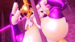 1girls big_breasts chest_tuft digimon digimon_(species) looking_at_viewer looking_down pasties renamon sloppydragons solo tagme vrchat yellow_body