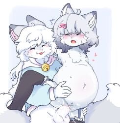 @ni12345670 anthro bodily_fluids cum cum_inside duo female genital_fluids hi_res inflation inflation male male/female original_character shironayuki