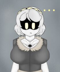 ... ...? 1boy 1girls 2025 2d 2d_(artwork) 2d_artwork big_breasts black_jacket breasts eyes female female_only fur_jacket glitch_productions male murder_drones nsfw ok_sign robot robot_girl robot_humanoid sd_loveher_(artist) shiny_body shiny_metal short_hair silver_hair text text_bubble top_heavy unseen_male_face v_(murder_drones) white_body yellow_eyes