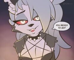 1girls anthro cleavage female furry hellhound helluva_boss loona_(helluva_boss) solo tagme the_other_half vivienne_medrano wolf wolf_girl youtube