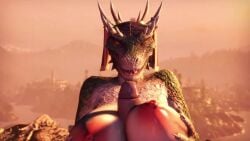 3d 3d_(artwork) alphawolf77 animated anthro argonian breasts female horn_ornament horns human large_breasts large_penis male male/female ocheeva paizuri penis_between_breasts pov red_eyes scalie sound tagme the_elder_scrolls the_elder_scrolls_iv:_oblivion video