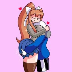 1boy 1girls ass_jiggle ass_shake big_breasts bubble_ass bubble_butt doki_doki_literature_club face_between_breasts face_in_breasts grabbing grabbing_ass grabbing_butt groping_ass groping_butt head_between_breasts heart huge_breasts hugging hugging_ass large_breasts love monika_(doki_doki_literature_club) sans sans_(undertale) sansxmonika skirt thighs tight_clothing undertale undertale_(series) wholesome xanxhrry