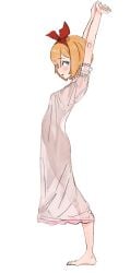 1girls 2020s 2024 absurd_res arched_back arms_up ass barefoot blue_eyes blush bow_hairband breasts cinn_angl dress feet female from_side full_body hair_between_eyes hairband hi_res light-skinned_female light_skin looking_at_viewer looking_to_the_side nipples no_bra no_panties no_underwear open_mouth orange_hair parted_lips petra_leyte pink_dress re:zero_kara_hajimeru_isekai_seikatsu red_hairband red_ribbon ribbon see-through see-through_clothes see-through_dress short_hair silhouette simple_background sketch small_breasts solo standing stretching teenage_girl teenage_tits teenager toes white_background young