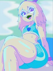 anthro big_ass big_thighs crop_top flat_chest furry goat goofy_horns ralsei ralsei_(deltarune) ralsei_with_white_fur round_glasses white_fur
