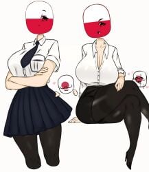 admiring at_work before_sex countryhumans edit flawsystyle japan_(countryhumans) poland_(countryhumans) work_clothes