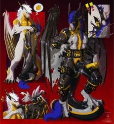 absurd_res animal_genitalia animal_penis animate_inanimate anthro balls blue_hair braided_hair dragon duo equine_genitalia equine_penis felkin fur genitals glistening glistening_body gold_scales golden_buckle goo_drip goo_transformation grey_body hair hi_res horn latex living_clothing male male/male mythological_creature mythological_scalie mythology penis saggy_balls scalie segmented_horn seregore slime transformation white_body white_hair yellow_body yellow_eyes yellow_fur yellow_horn