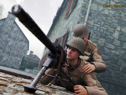 anal anal_sex army battle exhibitionism firing_weapon fucked_from_behind gay gay_male gay_sex male medal_of_honor_airborne military outdoors shooting_gun soldier soldiers tommys_eagle_hq uniform weapon ww2