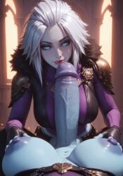 ai_generated areolae blue_body blue_skin civitai destiny_(game) destiny_2 female full-package_futanari futa_on_female futanari hi_res large_breasts large_penis licking_lips looking_at_viewer mara_sov myth1c2 nipples pov pov_futa sexually_suggestive video_game video_game_character video_game_franchise white_hair
