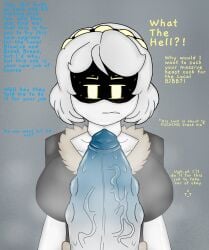 1boy 1girls 2025 2d 2d_(artwork) 2d_artwork big_breasts black_jacket breasts eyes female fur_jacket glitch_productions hyper_cock hyper_dick hyper_muscles hyper_penis hyper_veins male murder_drones muscles nsfw ok_sign penis robot robot_girl robot_humanoid sd_loveher_(artist) shiny_body shiny_metal short_hair silver_hair text text_bubble top_heavy unseen_male_face v_(murder_drones) white_body yellow_eyes