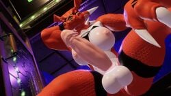 1futa 3d anthro arms_behind_head arms_up big_breasts big_penis breasts digimon digimon_(species) dragon from_below futanari guilmon intersex looking_at_viewer nude red_body scalie sloppydragons solo tagme vrchat