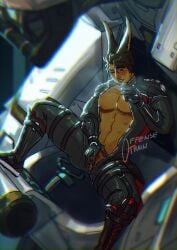 1cuntboy 2025 athletic athletic_cuntboy beard big_clitoris blush brown_eyes brown_hair bunny_ears clitoral_stimulation clitoris cuntboy cuntboy_only defensetrain digital_media_(artwork) face_markings facial_hair final_fantasy_xiv mastectomy_scar masturbation one_eye_closed original original_character partially_clothed pussy scar solo solo_cuntboy tan_body tan_skin