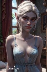 1girls ai_generated artist_name babydoll baldur's_gate baldur's_gate_3 bare_shoulders bed breasts breasts_apart cleavage collarbone curtains day dungeons_and_dragons elf female hi_res indoors lingerie lips looking_at_viewer medium_breasts minthara navel nightgown nose on_bed parted_lips patreon_username pointy_ears progenarts red_eyes solo tattoo underwear upper_body vampire watermark web_address white_hair window