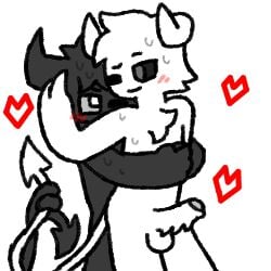 1:1 anal demon duo horn hug hugging_another hugging_from_behind low_res male male/male mushroomwolf non-human non-human_only spade_tail tail thumbnail toony