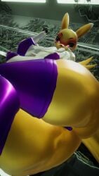 1girls 3d anthro armwear big_ass big_breasts digimon digimon_(species) laying_on_side looking_at_viewer looking_back lying lying_on_side pasties sloppydragons solo tagme tail thick_thighs thighhighs vrchat yellow_body yellow_fur