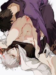 crying crying_with_eyes_open cuntboy hatake_kakashi heart-shaped_pupils intersex kakashi_hatake male naruto naruto_(series) partially_clothed uchiha_obito