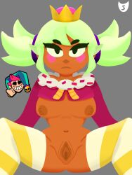 brawl_stars breasts chester_(brawl_stars) girl green_hair mandy_(brawl_stars) only_female vulva