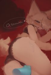 3_fingers anthro ass black_eyebrows black_nose bodily_fluids bra canid canine clothing dialogue disembodied_hand drooling duo electronics eyebrows eyelashes featureless_hands female filipino_text fingering fingers fluffy fluffy_tail frilly frilly_bra frilly_clothing frilly_panties frilly_underwear fur hair hasukii hazuki_mikami_(hasukii) heart_eyes heart_symbol hi_res kemono looking_at_another looking_at_partner looking_at_viewer lying mammal masturbation on_side one_eye_obstructed open_mouth panties phone pointy_ears prick_ears saliva short_hair short_tail speech_bubble sweat sweatdrop tail tan_body tan_ears tan_fur tan_hair teary_eyes text translated underwear unfinished