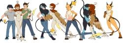 2017 anthro anthro_on_anthro avian beak biped bird black_tail blue_body blue_ears blue_eyes bottomwear bottomwear_around_legs bottomwear_down breast_fondling breast_growth breast_play breasts brown_eyes brown_tail chazori clothed clothing clothing_around_legs colored countershade_face countershade_fur countershade_legs countershade_torso countershading denim denim_bottomwear denim_clothing digitigrade feathers female female/female finger_fuck fingering fingering_partner fingering_self fondling fully_clothed fur gender_transformation generation_1_pokemon generation_4_pokemon genitals group growth hair hand_on_breast hand_on_butt hand_on_own_breast hand_on_shoulder hi_res human human_to_anthro jeans john_(swack16) kirara_(swack16) kissing looking_pleasured luxray male mammal markings masturbation mtf_transformation multicolored_body multicolored_fur navel nintendo nipples non-mammal_breasts nude open_mouth orange_body orange_fur pants pants_around_legs pants_down partially_clothed pokemon pokemon_(species) pussy raichu red_hair red_sclera self_fondle sex shirt simple_background smile species_transformation spread_legs spreading standing t-shirt tail tan_body tan_countershading tomek1000 tomek1000_(character) topless topwear transformation transformation_sequence trio tuft undressing vaginal_masturbation vaginal_penetration white_background yellow_ears yellow_markings