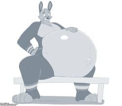 belly big_belly cudacore feet hi_res hockey_borealis huge_belly lagomorph leporid male mammal navel outie_navel paws pregnant pregnant_male rabbit toes